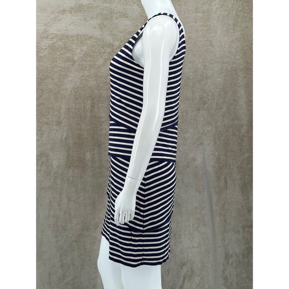 Ann Taylor LOFT Dress Womens‎ Small Sleeveless Shift Navy Stripe Tiered Nautical - Picture 4 of 10